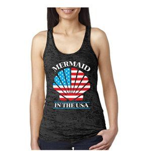 Mermaid in The USA Ladies Burnout Tank Top